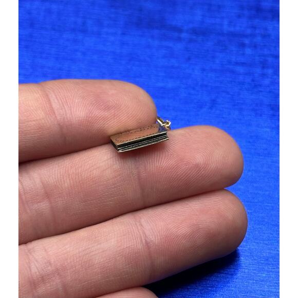 Bronze 3D Book Pendant with Stainless Steel Chain - Picture 2 of 3